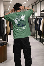 Bearion Oversized Drop-Shoulder T-Shirt – Graphic (Olive Green)