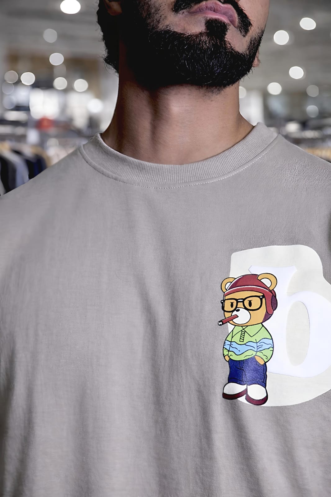 Bearion Signature Urban Bear Oversized T-Shirt(Beige)