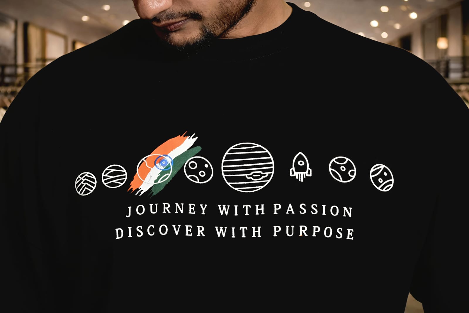Bearion ISRO Astronaut Oversized T-Shirt – Black