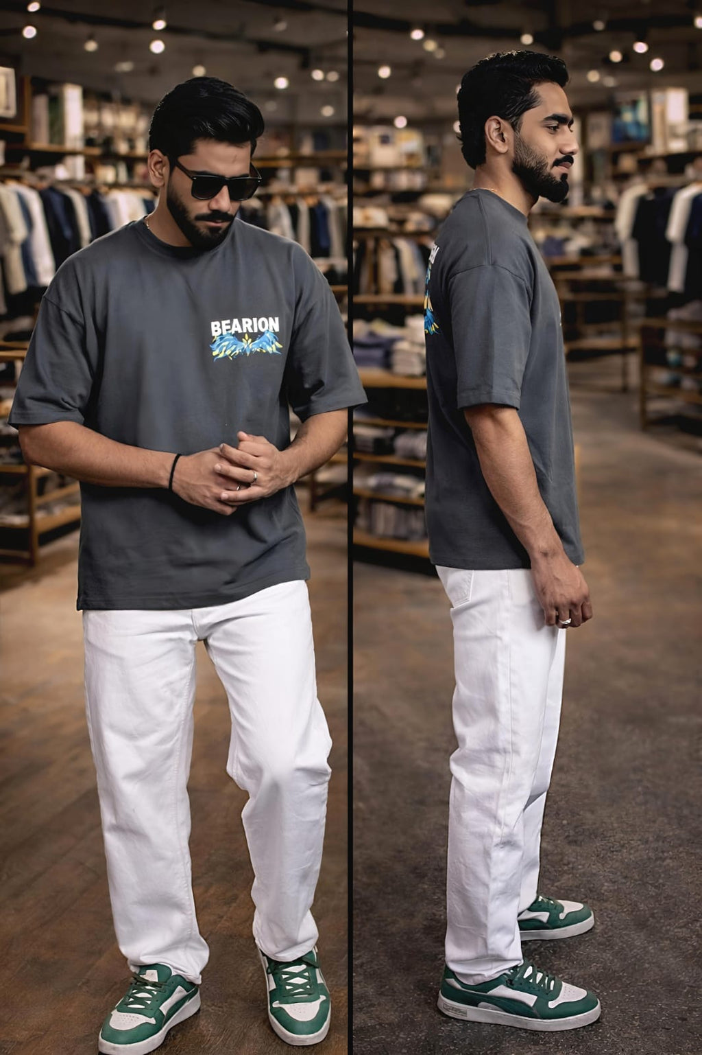 Bearion Wing Logo Oversized T-Shirt – Charcoal Grey