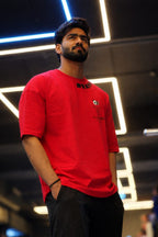 Bearion Co Solid Oversized Streetwear T-shirt - Blood Red