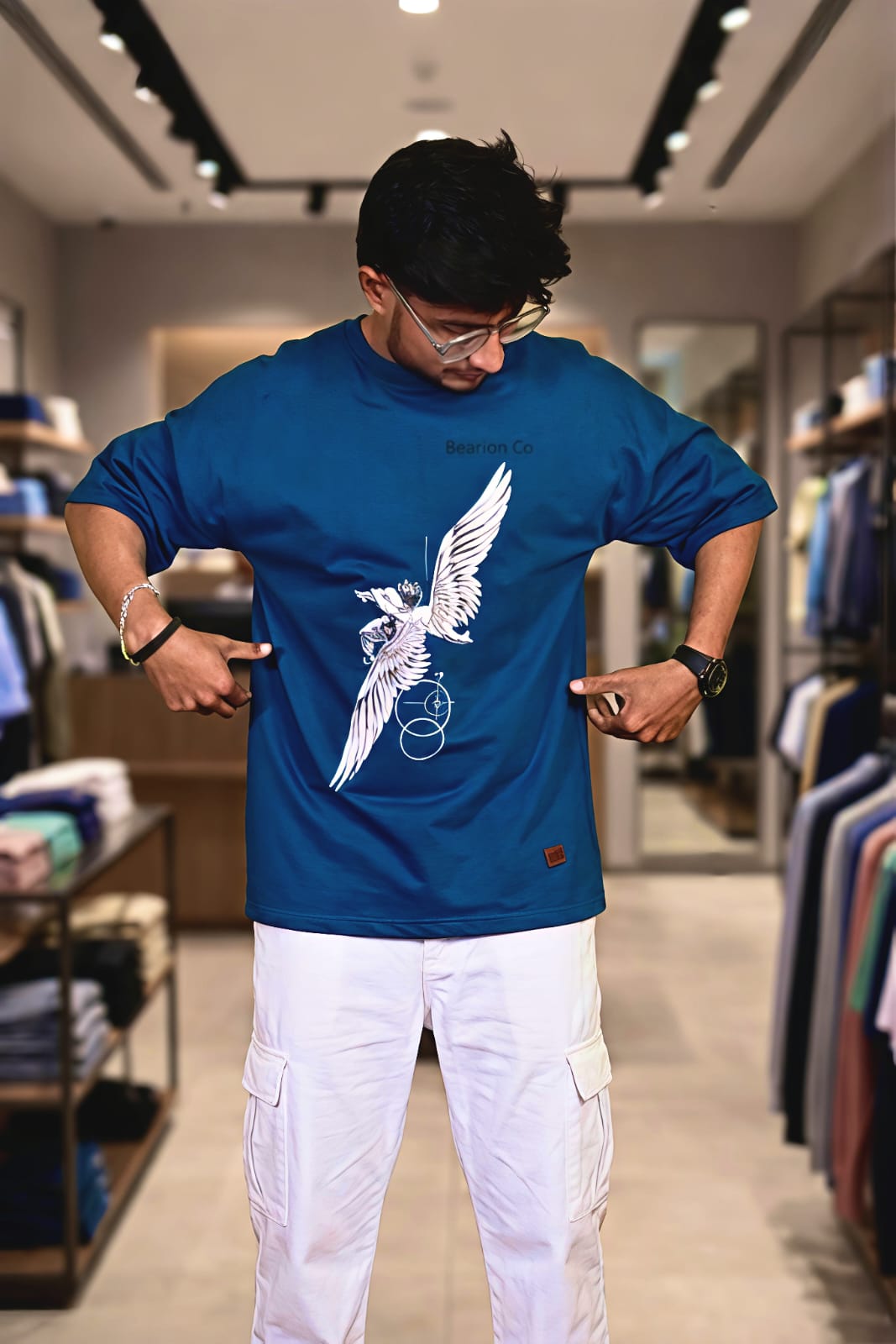 Bearion Royal Blue Oversized Graphic T-Shirt – 240 GSM