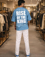 Bearion Rise of the King Oversized T-Shirt – Premium Cotton Drop-Shoulder Streetwear (Steel Blue)