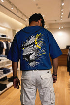 Bearion Royal Blue Oversized Graphic T-Shirt – 240 GSM