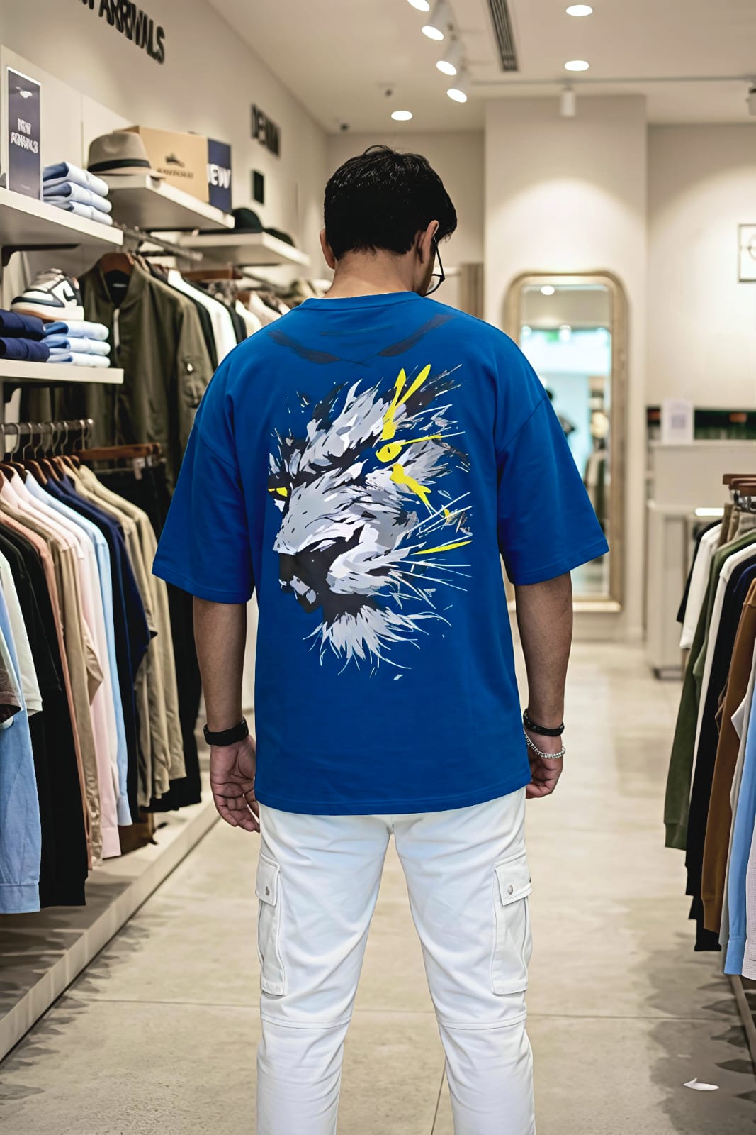 Bearion Royal Blue Oversized Graphic T-Shirt – 240 GSM