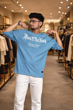 Bearion Rise of the King Oversized T-Shirt – Premium Cotton Drop-Shoulder Streetwear (Steel Blue)
