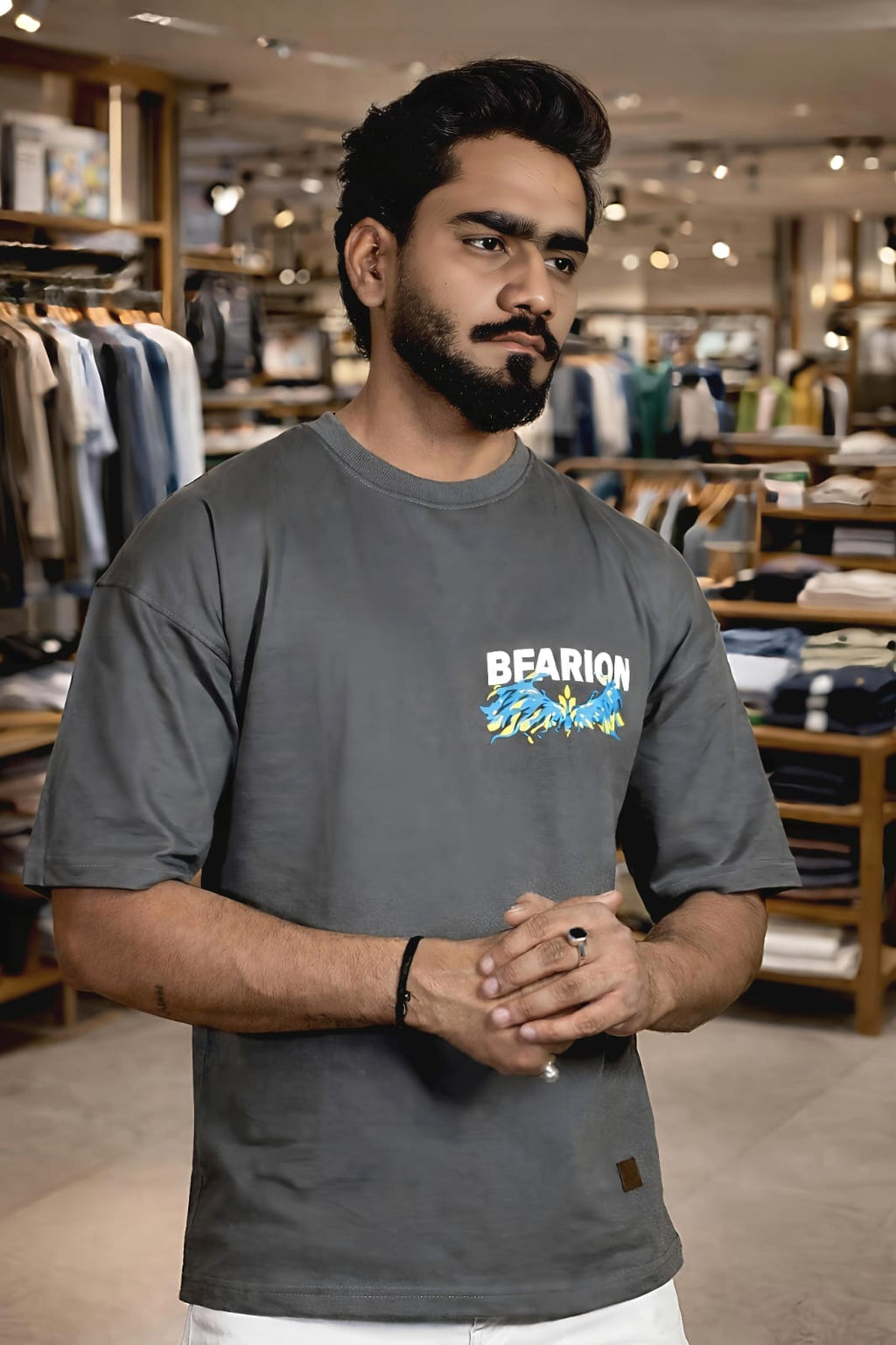 Bearion Wing Logo Oversized T-Shirt – Charcoal Grey