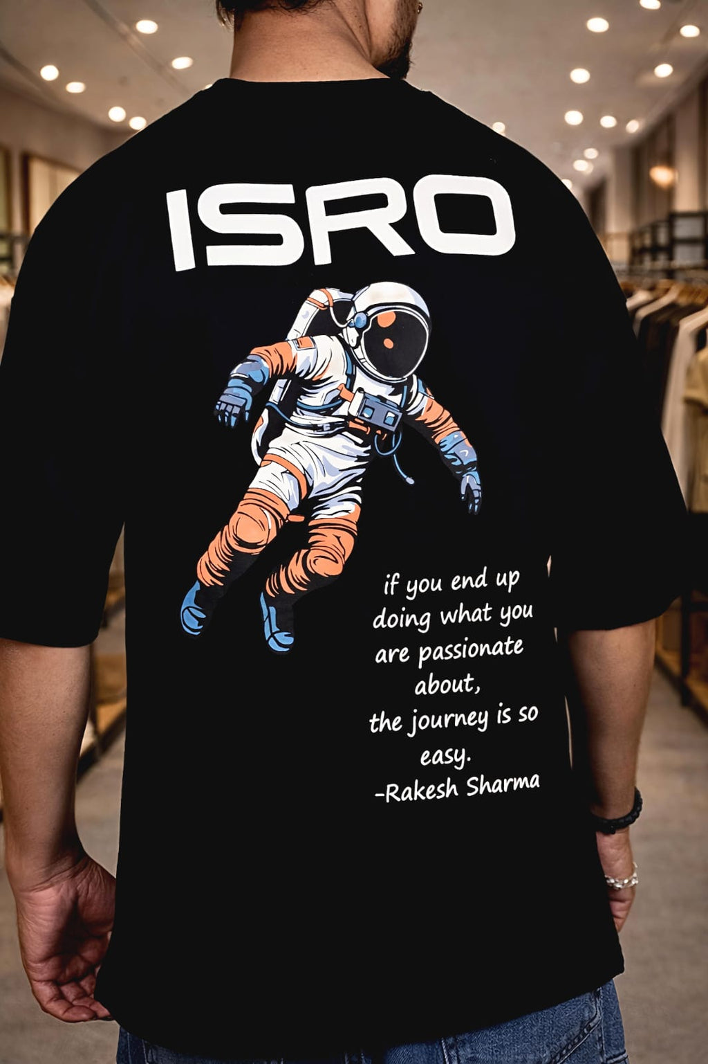 Bearion ISRO Astronaut Oversized T-Shirt – Black