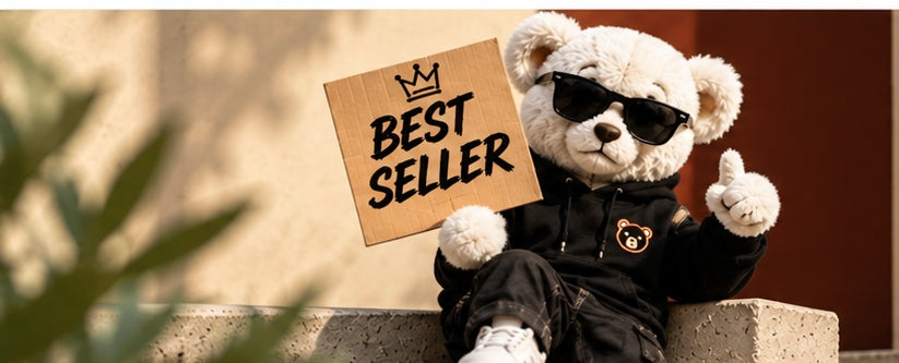 BEARION bear holding a Best Seller sign