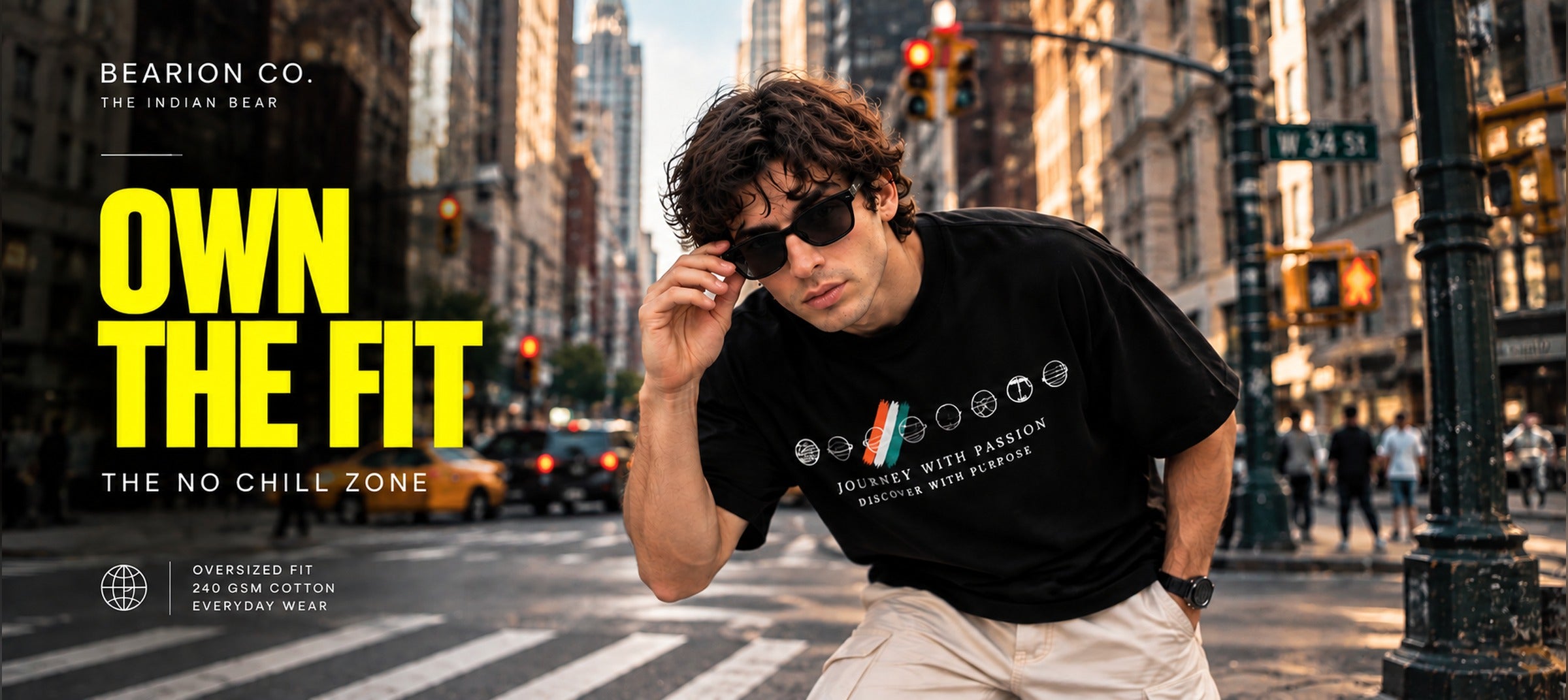 BEARION CO. Own The Fit black oversized T-shirt campaign